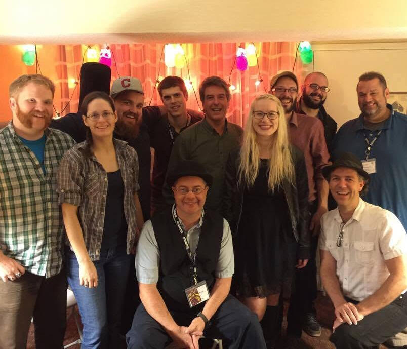The FlipSide's friends Group photo of Folknet members and guests at Folk Alliance Region Midwest (FARM) Conference 2015